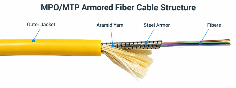 multi-core micro armored fiber cable for mpo mtp lc sc fc st connectors