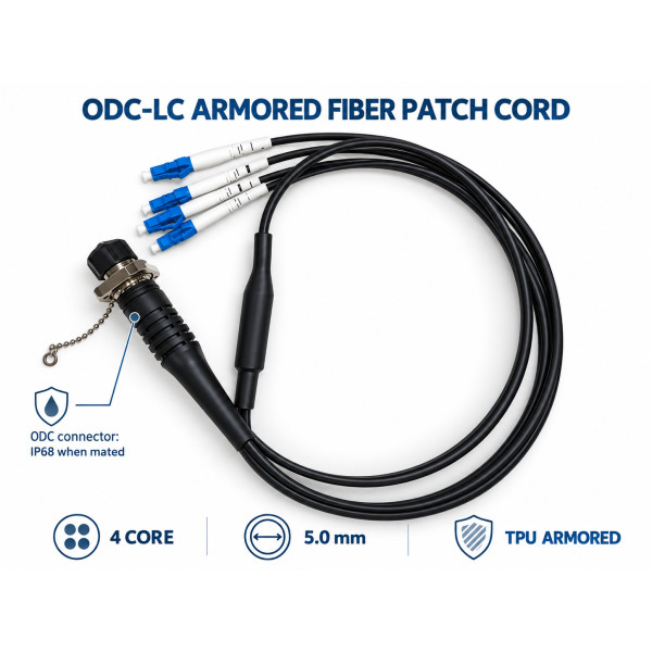 ODC to LC Breakout Cable | 4-Core Armored Fiber Optic Patch Cord Cable