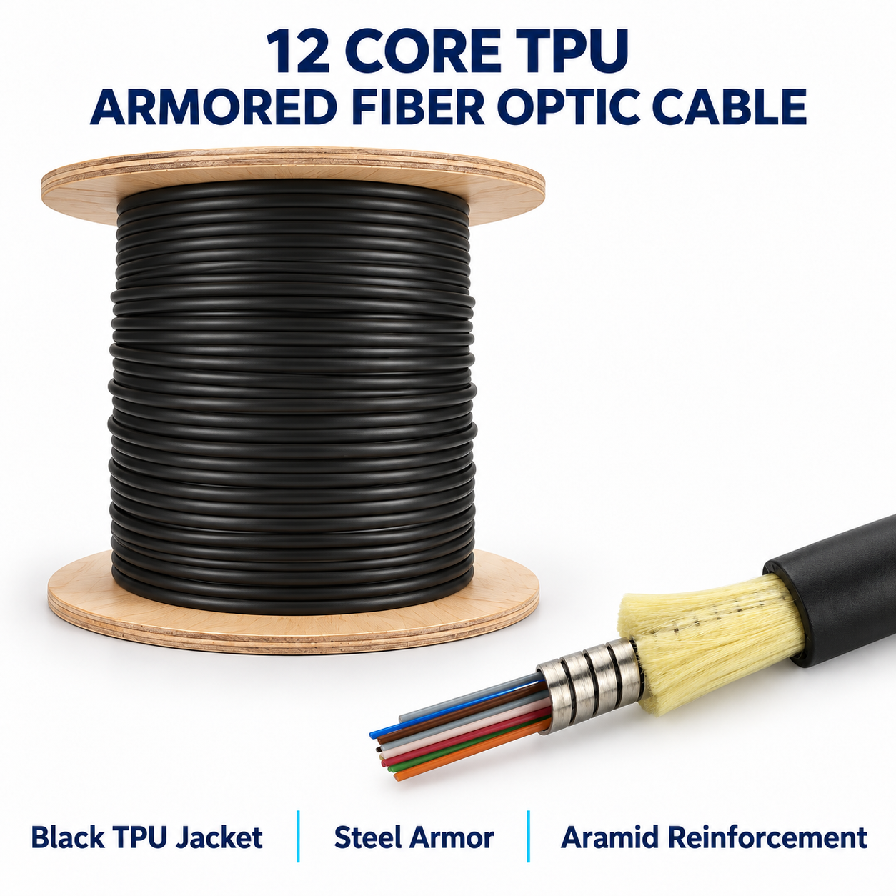 12 Core TPU Outdoor Armored Tactical Fiber Optic Cable