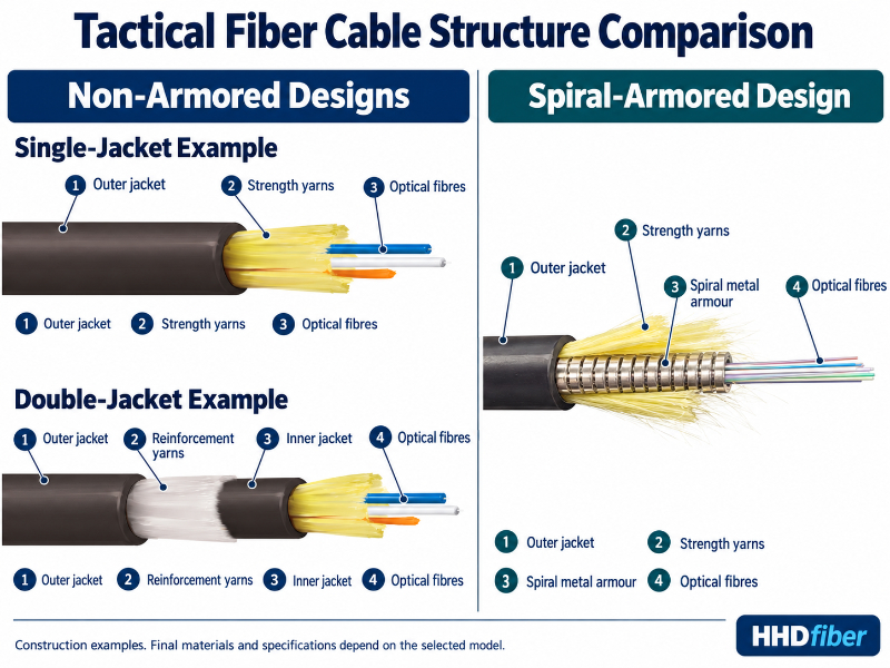Tactical Fiber Cable vs. Armored Tactical Fiber Cable
