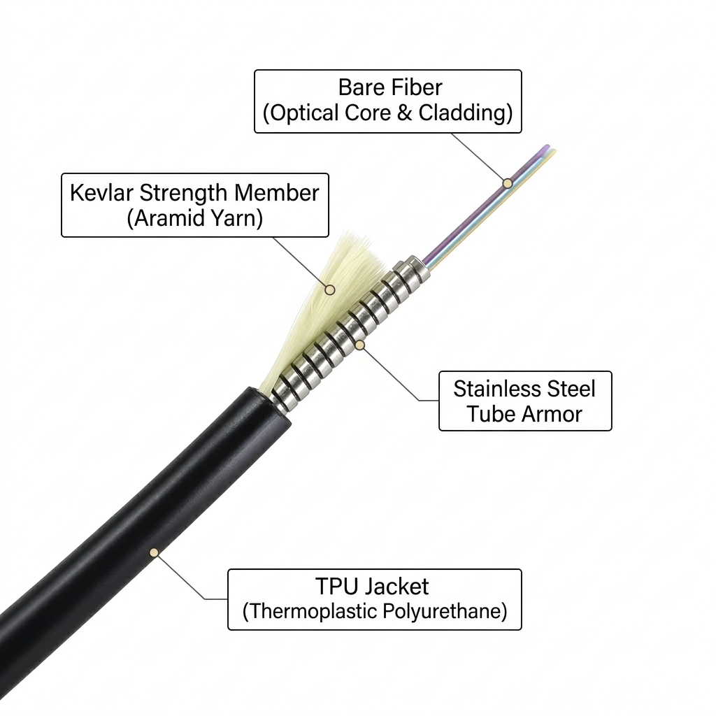 24 core armored tactical fiber cable