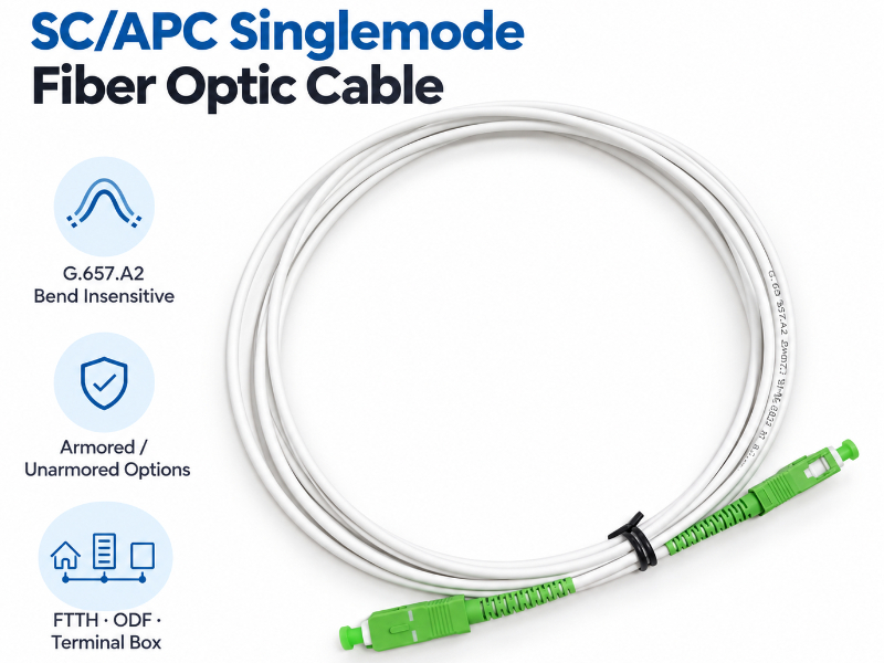 SC/APC to SC/APC G.657.A2 Singlemode Fiber Optic Cable
