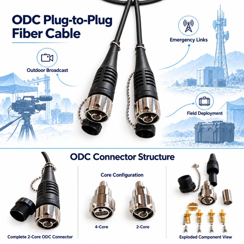 2-Core ODC Plug-to-Plug Cable Assembly | 5.0mm TPU Armored FTTA Jumper