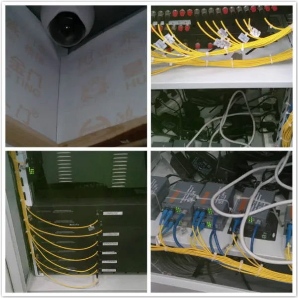 Armored fiber cable used for a camera connection in an elevator environment.